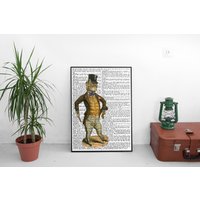 Vintage-Katze in Einem Top-Hut, Lustiger Katzendruck, Vintage-Wörterbuchart, Wörterbuchdruck von McLaughlinArtShop