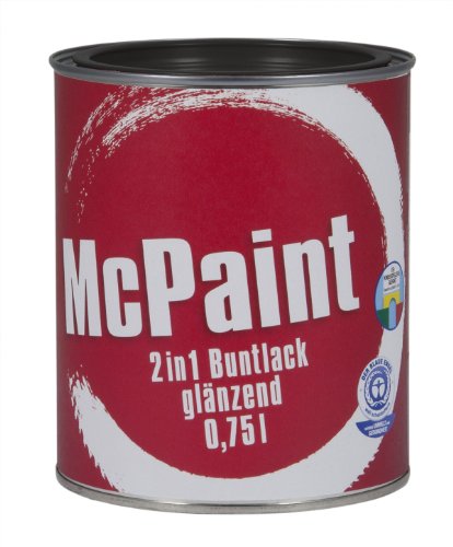 McPaint 2in1 Buntlack Grundierung und Lack in einem für Innen und Außen. PU verstärkt - speziell für Möbel und Kinderspielzeug glänzend Farbton: RAL 9005 Tiefschwarz 0,75 Liter - Bastellack von McPaint