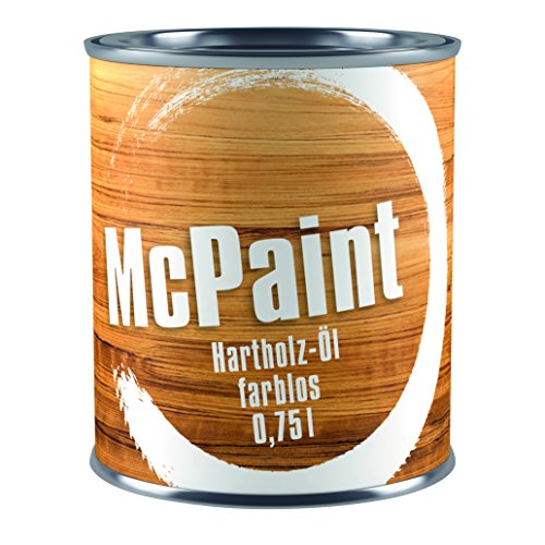 McPaint Hartholzöl für den Außenbereich, speziell für Möbel, zum natürlichen Auffrischen des Holzes, wasserverdünnbar, farblos, 0,750L von McPaint