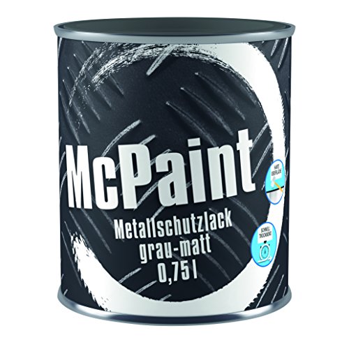 McPaint Metallschutzlack für innen und außen, matt, wasserverdünnbar, dunkelgrau, 0,75 L von McPaint