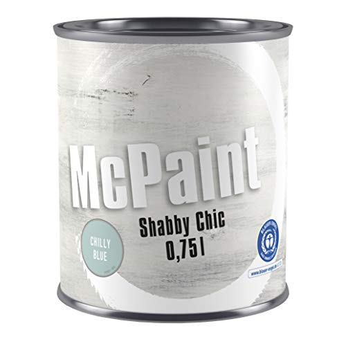 McPaint Shabby Chic Vorstreichfarbe, Kreidefarbe, kreide-mattes Finish, chilly blue, 0,75 L von McPaint