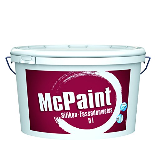 McPaint Silikon Fassadenweiß für außen, mit Lotus-Formel und extra UV-Schutz, weiß, 5 L von McPaint