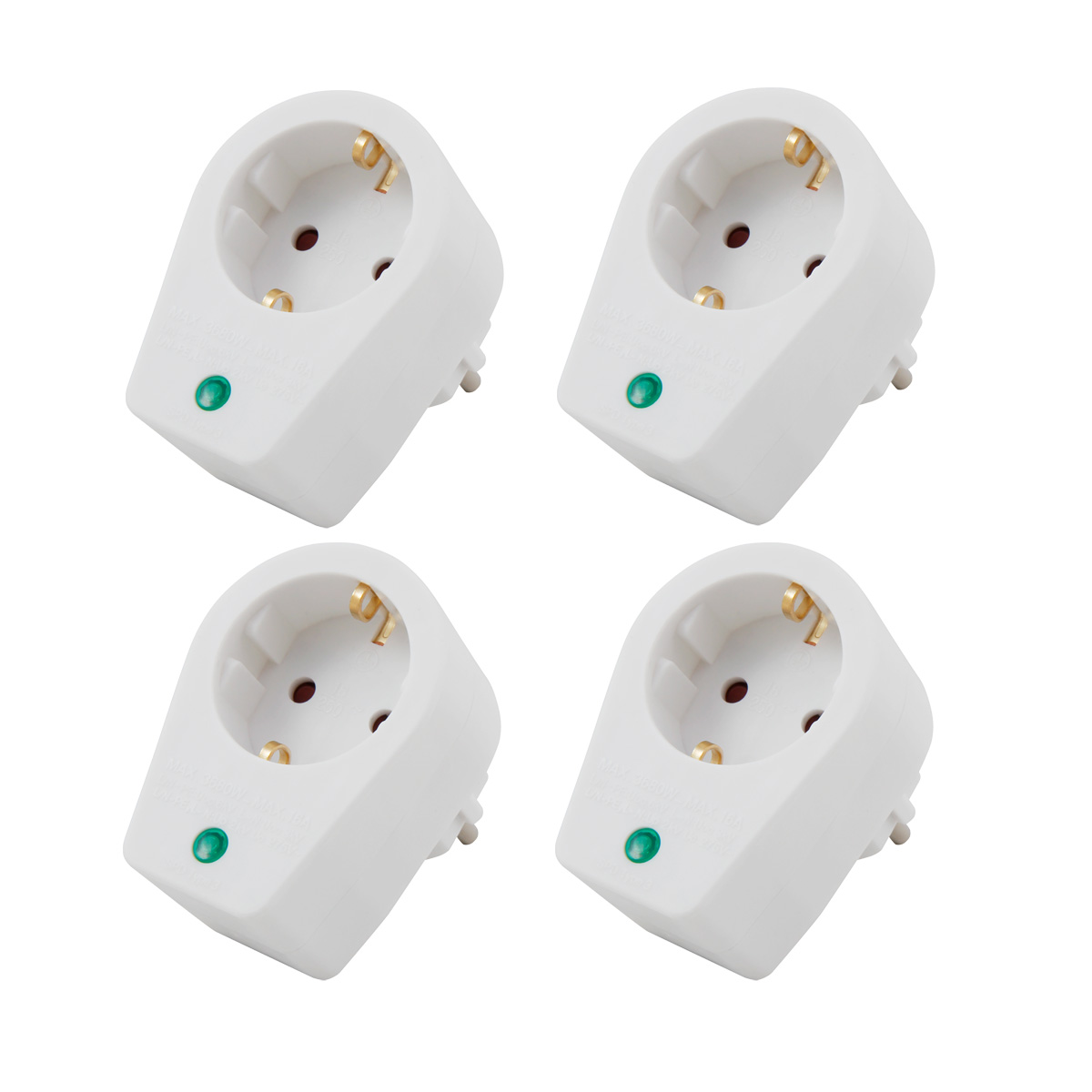 4er Set Steckdosenadapter mit Überspannungsschutz 239V/3500W von McPower