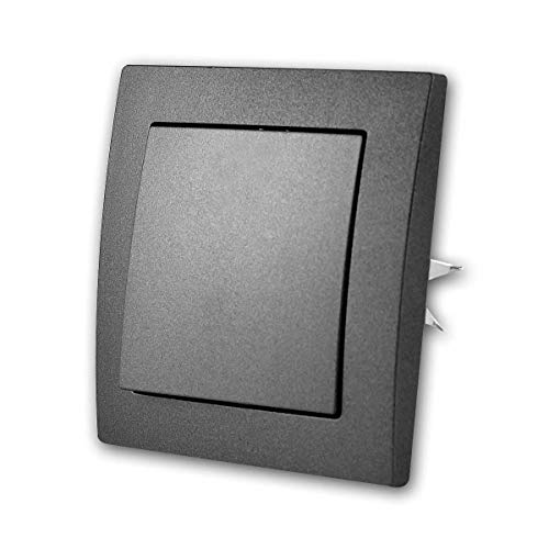 FLAIR Wechselschalter anthrazit 10A, mit Rahmen, Klemmanschluss von McPower