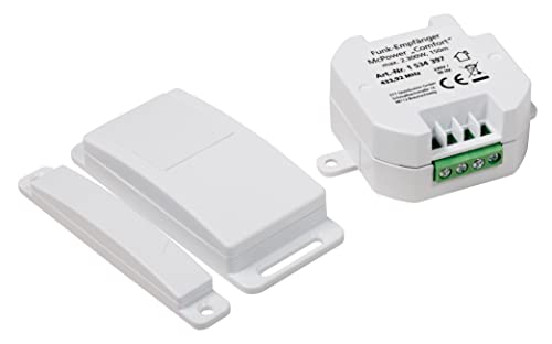 MC POWER - Funk-Magnetkontaktsteuerung + Empfänger | Comfort | Funk-Abluftsteuerung Fenster-Kontaktschalter mit Empfänger in weiß, 433,9 MHz max. 30m von McPower