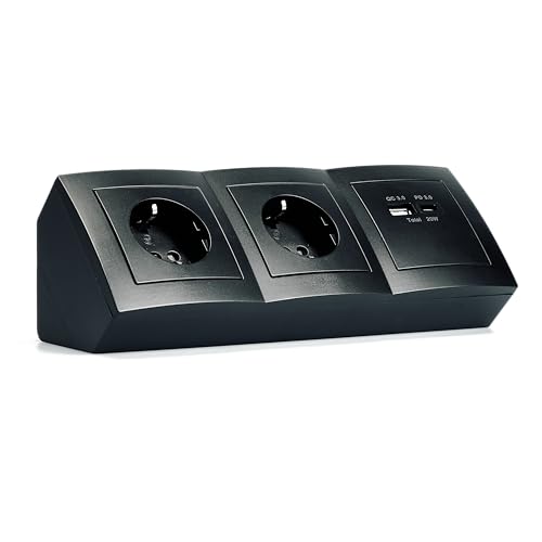 MC POWER Steckdosenblock Unterbausteckdosen | Flair | Ecksteckdose 2-Fach Steckdose + USB-C/A, 15cm Kabel mit Lüsterklemme, 230V / 16A, Aufbau, schwarz matt MC POWER Steckdosenblock Unterbausteckdosen | Flair | Ecksteckdose 2-Fach Steckdose + USB-C/A, 15cm Kabel mit Lüsterklemme, 230V / 16A, Aufbau, schwarz matt von McPower