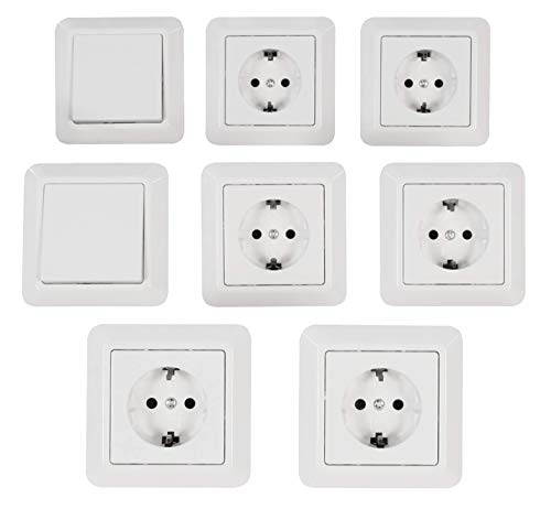 MC POWER - CUP - Wand Steckdosen und Schalter Set | Einsteiger | 16-teilig | weiß, poliert MC POWER - CUP - Wand Steckdosen und Schalter Set | Einsteiger | 16-teilig | weiß, poliert von McPower