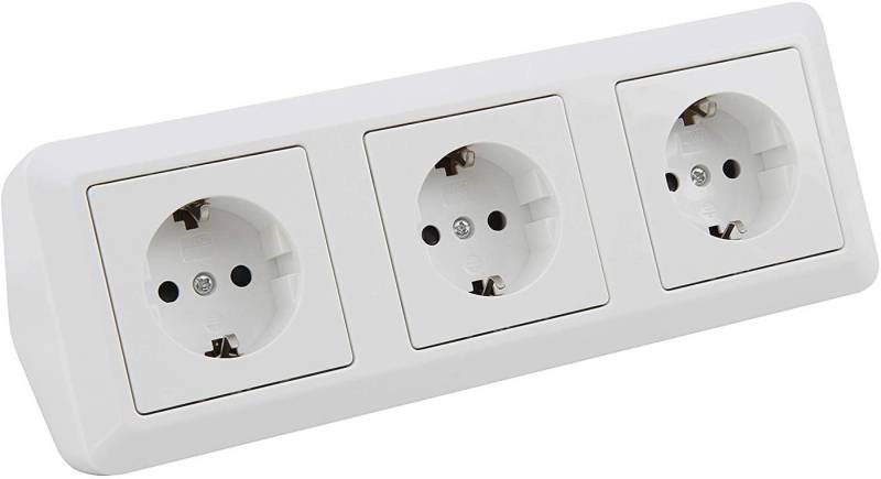 McPower MC POWER Cup Steckdosenblock Ecksteckdose Unterbausteckdose 230V/16A, Mehrfachsteckdose von McPower