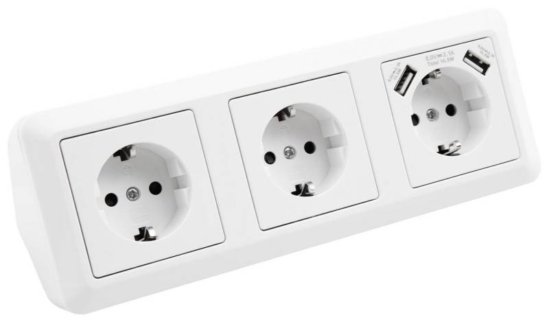 McPower MC POWER Cup Steckdosenblock Ecksteckdose Unterbausteckdose 230V/16A, Mehrfachsteckdose von McPower