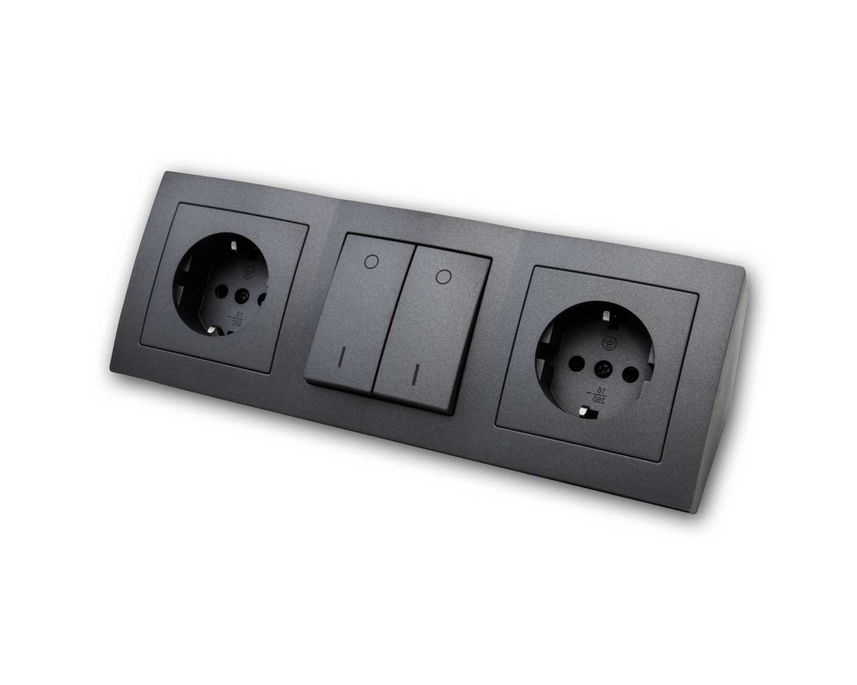 McPower Steckdosenblock "Flair", 2-fach + Schalter, anthra Steckdosenleiste McPower Steckdosenblock "Flair", 2-fach + Schalter, anthra Steckdosenleiste von McPower