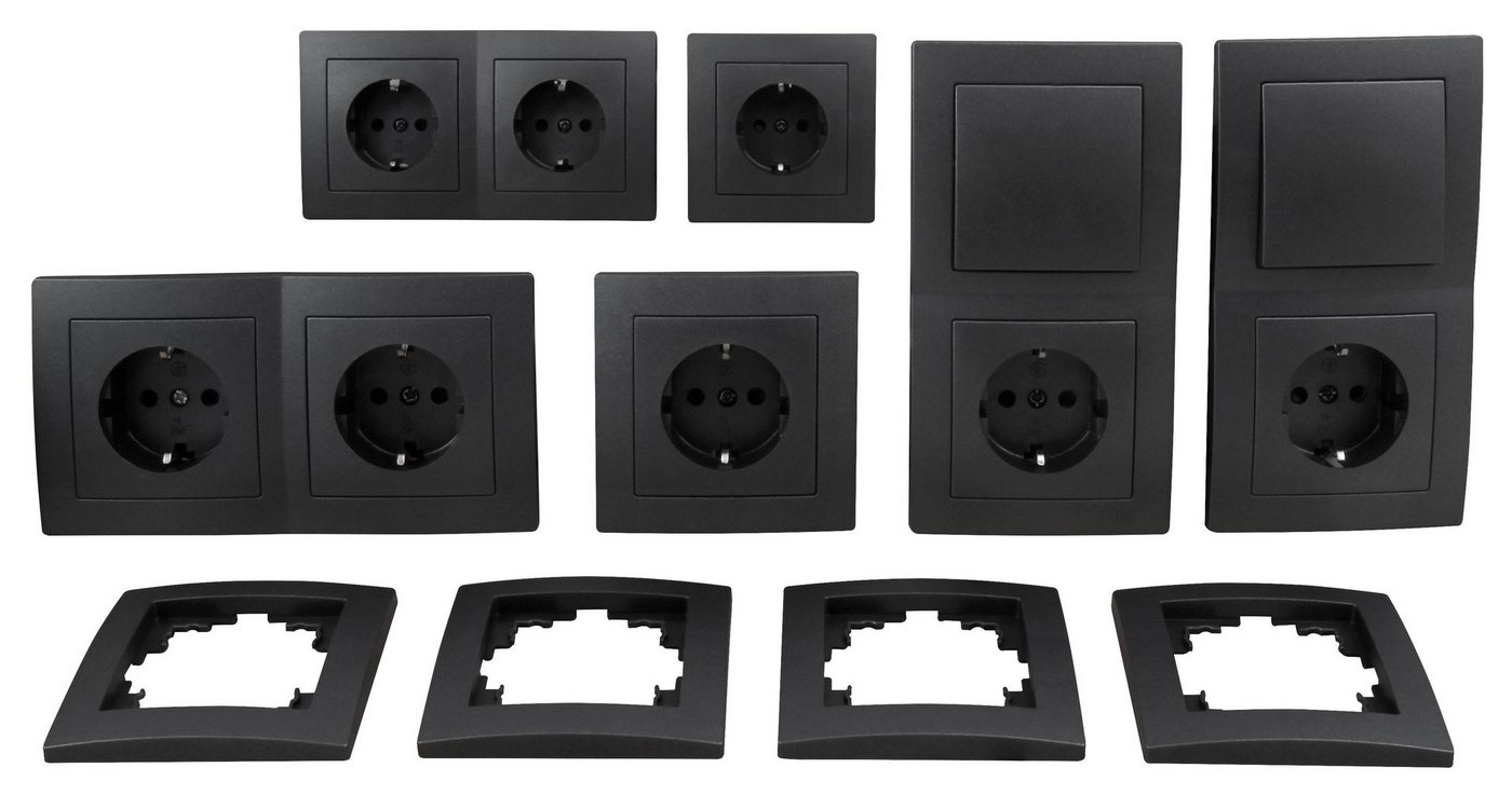 McPower Steckdose Schalter und Steckdosen Set McPower Flair Standard 20-teilig, anthrazi McPower Steckdose Schalter und Steckdosen Set McPower Flair Standard 20-teilig, anthrazi von McPower