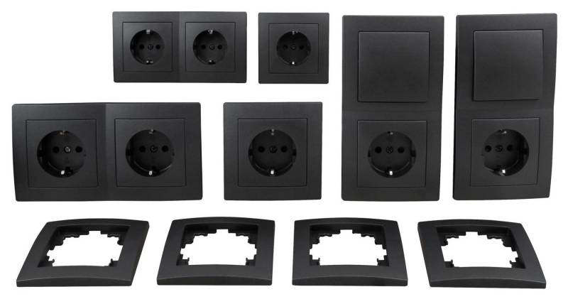 McPower Steckdose Schalter und Steckdosen Set McPower Flair Standard 20-teilig, anthrazi McPower Steckdose Schalter und Steckdosen Set McPower Flair Standard 20-teilig, anthrazi von McPower