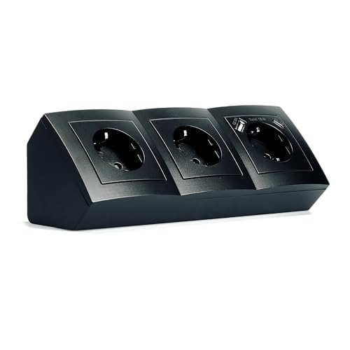 McPower Steckdosenblock Unterbausteckdosen | Flair | 3-fach Steckdose Ecksteckdose + USB-C/A, 15cm Kabel mit Lüsterklemme, 230V~ / 16A, Aufbau, schwarz matt McPower Steckdosenblock Unterbausteckdosen | Flair | 3-fach Steckdose Ecksteckdose + USB-C/A, 15cm Kabel mit Lüsterklemme, 230V~ / 16A, Aufbau, schwarz matt von McPower