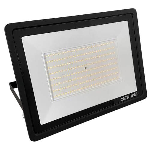 McShine LED Außenstrahler Fluter | Slim | 200W Leuchte, 17000 Lumen, wasserfest IP66, 4000K, neutralweiß Beleuchtung für Lager, Parkplatz, Außengelände von McShine