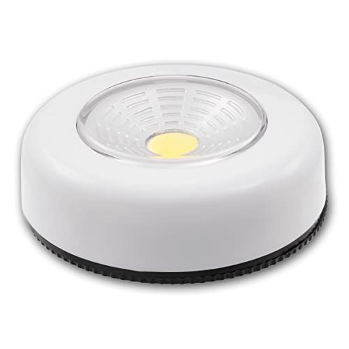 McShine LED Batterie Klebeleuchte CTK1 COB aus weißem Kunststoff, Ø70x24mm, 70lm, 10er Packung von McShine