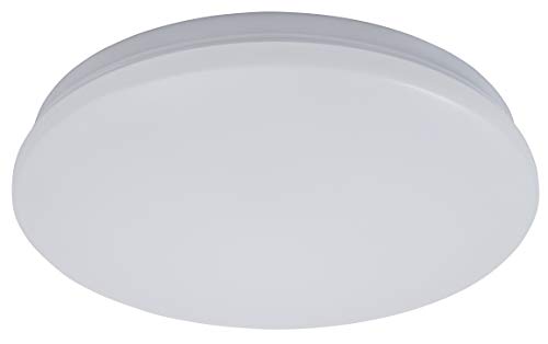 McShine - Deckenleuchte LED Deckenlampe mit HF-Bewegungsmelder | illumi | 12W, 960 lm, Ø26cm, Licht warmweiß, 3000K, flach rund modern, Lampe für Treppenhaus, Eingang von McShine
