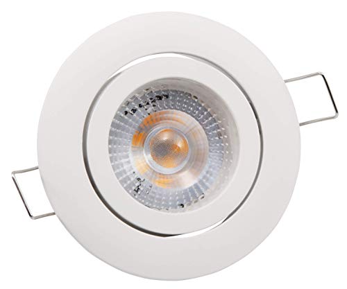 McShine - LED Einbauleuchte Deckenlampe | Eco-50 | 5W, 400 lm, schwenkbar, weiß, 3000K, step-dimmbar | ideal für den Deckeneinbau in Wohnzimmer, Flur, Arbeitsplatz etc. von McShine