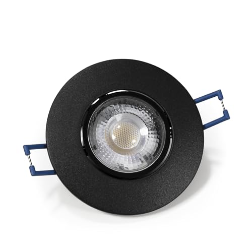 McShine LED Einbauleuchte step dimbar warmweiß | EL-313D | schwarzer Rahmen Einbaustrahler 4,5W, schwenkbar, flach 3000k Beleuchtung 450 Lumen, Ø90x25mm von McShine