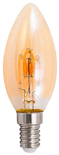 McShine - LED-Leuchtmittel Filament Kerzenlampe | Retro| LED Edison Vintage Birne E14, warmweiss, 1W, 90 lm, 2200K, LED Beleuchtung Glühbirne Nostalgie goldenes Glas von McShine