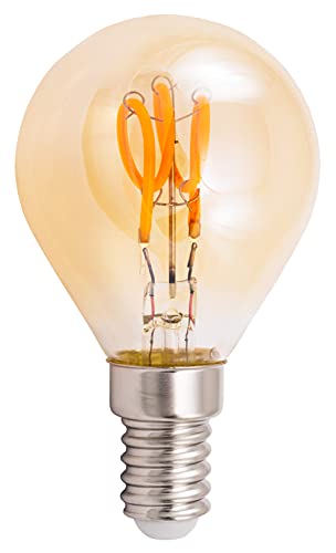 McShine - LED-Leuchtmittel Filament Tropfenlampe | Retro | LED Edison Vintage Glühbirne E14, warmweiß, 2200K, E14, 1W, 90lm, Nostalgie Beleuchtung goldenes Glas von McShine