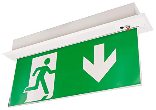 McShine - LED Fluchtwegleuchte I FL-250 I IP20 I Exit Schild 230V I Notausgangsschild beleuchtet LED, mit Akku bei Stromausfall Deckenmontage von McShine