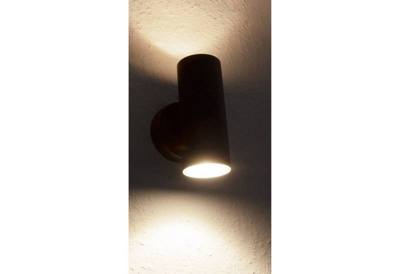 McShine LED Wandleuchte 230V up & down Treppenleuchte, schwarz matt IP44, LED fest integriert, Warmweiß, 8W, Hochvolt, 2-flammig, Aufbau/Aufputz von McShine