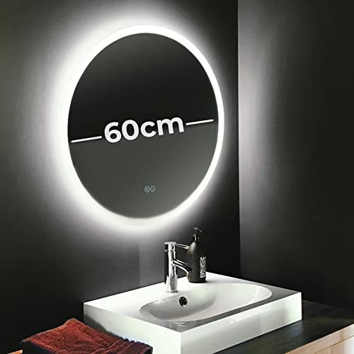 McShine - Pro LED-Spiegel rund mit Anti-Beschlags-Funktion, Badspiegel mit Beleuchtung dimmbar, 3.000lm, Ø60cm Badezimmerspiegel Beschlagfrei Lichtspiegel Kaltweiß von McShine