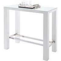 MCA furniture Bartisch "Jam", Bartisch weiß hochglanz, Küchentisch, Stehtisch mit Sicherheitsglas von Mca Furniture