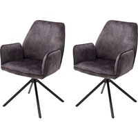 MCA furniture Esszimmerstuhl "Ottawa mit Armlehne" (Set) 2 Stk.Vintage Veloursoptik mit Keder, Stuhl belastbar bis 120 Kg von Mca Furniture