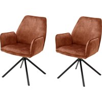 MCA furniture Esszimmerstuhl "Ottawa mit Armlehne" (Set) 2 Stk.Vintage Veloursoptik mit Keder, Stuhl belastbar bis 120 Kg von Mca Furniture