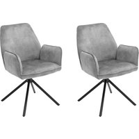 MCA furniture Esszimmerstuhl "Ottawa mit Armlehne" (Set) 2 Stk.Vintage Veloursoptik mit Keder, Stuhl belastbar bis 120 Kg von Mca Furniture