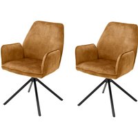 MCA furniture Esszimmerstuhl "Ottawa mit Armlehne" (Set) 2 Stk.Vintage Veloursoptik mit Keder, Stuhl belastbar bis 120 Kg von Mca Furniture