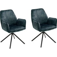 MCA furniture Esszimmerstuhl "Ottawa mit Armlehne" (Set) 2 Stk.Vintage Veloursoptik mit Keder, Stuhl belastbar bis 120 Kg von Mca Furniture