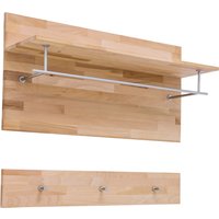 MCA living Garderobenpaneel "Fenja Paneel mit Boden, Schlüsselpaneel, Wandpaneel, Wandboard", (Set, 1 St.), Massivholz, Kernbuche, Haken, Kleiderstange, Ablageboden,Breite 100 cm von Mca Living