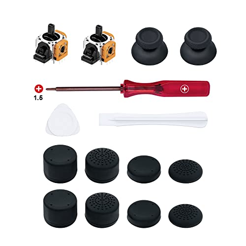 Mcbazel 15 in 1 Joystick Ersatz und Reparatur-Kit für PS5 DualSense Controller mit Schraubendreher, Werkzeug, 3 PIN Analog-Stick, analoge Daumenkappe, Thumbstick Griffe von Mcbazel