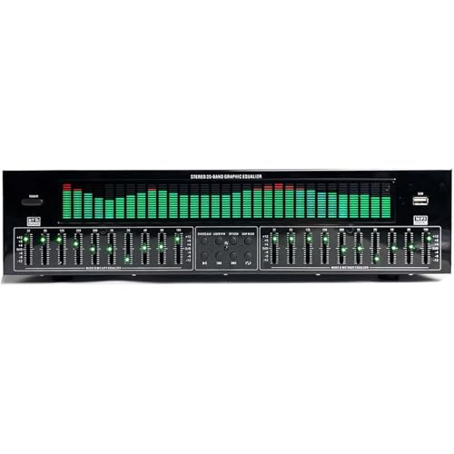 McbeAn Digitaler Equalizer, Audio-Stereo-Grafik-EQ, LED-Musikspektrumanalysator, 12 Rhythmusmuster, 31 Segmente Dynamisches Spektrum, Zwei 10 Segmente Unabhängiger Abstimmung, Für Aufnahmestudio von McbeAn