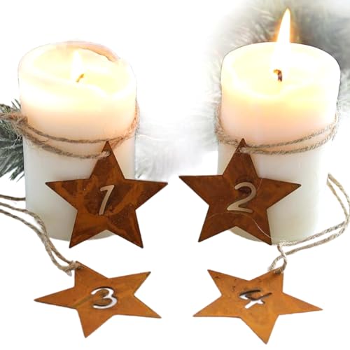 Mcclellanty 4 Stück Weihnachts-Rost-Zahlen-Dekorativer Adventskranz, Metall im Used-Look, Weihnachts-Pentagramm, Einfache Installation, Einfach zu Verwenden Mcclellanty 4 Stück Weihnachts-Rost-Zahlen-Dekorativer Adventskranz, Metall im Used-Look, Weihnachts-Pentagramm, Einfache Installation, Einfach zu Verwenden von Mcclellanty