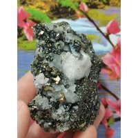 Erstaunlicher Fluriscente Calcit Mit Quarz Und Aus Bulgarien, Goldmineralien, Kristallstein, Rohmaterial, Geschenkmineralien, Sammlung von Mccollecti0nShop