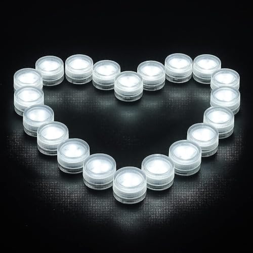 Mini Unterwasser Licht - Wasserdichte Teelichter Reines Weiß Led Lights Batteriebetrieben für Halloween Weihnachten Party Hochzeit Dekoration(20pcs ohne Fernbedienung) von Mchoter