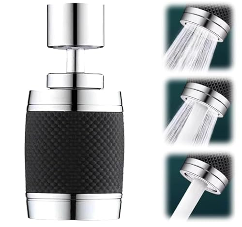 360 Grad drehbarer, spritzwassergeschützter Wasserhahnbelüfter, 2024 neuer wassersparender Wasserhahnbelüfter, Diffusor Filteradapter, Wasserhahnverlängerung,Wasserhahnfilterwasser (Schwarz) von Mciluyaiio