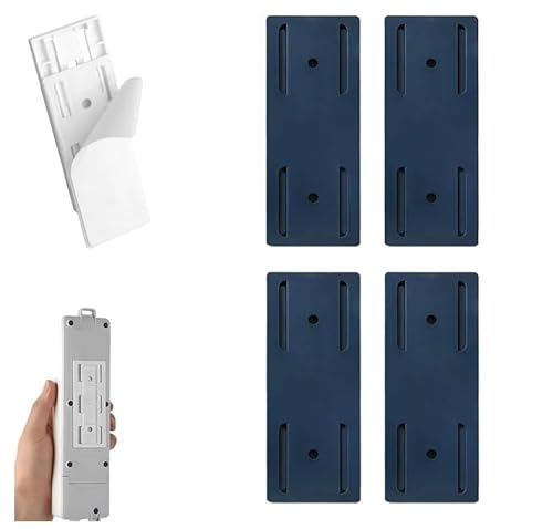 Meetitsneeds Selbstklebender Steckdosenhalter ohne Stanzung, beschädigungsfreie Wandhalterung für Steckdosenleisten, selbstklebender Steckdosenhalter, starker Kabel-Organizer für Homeoffice (Blau) von Mciluyaiio