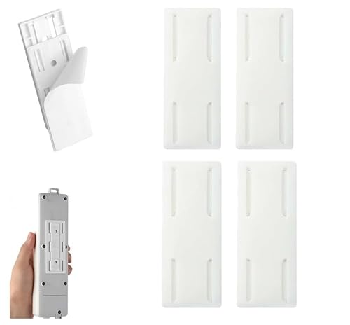 Meetitsneeds Selbstklebender Steckdosenhalter ohne Stanzung, beschädigungsfreie Wandhalterung für Steckdosenleisten, selbstklebender Steckdosenhalter, starker Kabel-Organizer für Homeoffice (Weiß) von Mciluyaiio