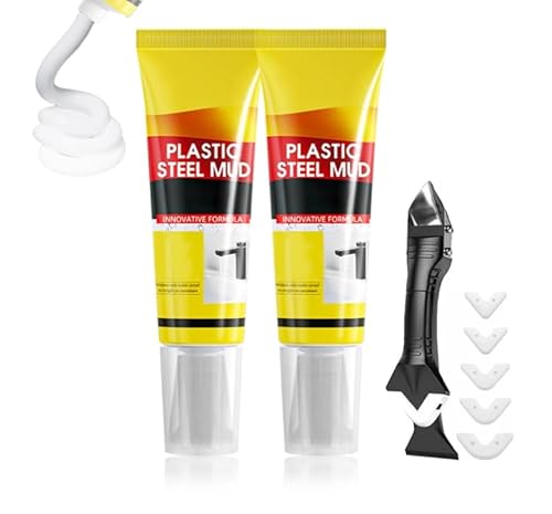 Multifunktionale wasserdichte weiße Dichtungsmasse mit Schaber, stärker haftende Dichtungsmasse für Küche, Bad, Waschbecken, Fenster, WC, schnelltrocknend, schrumpfend, rissfest (2) von Mciluyaiio