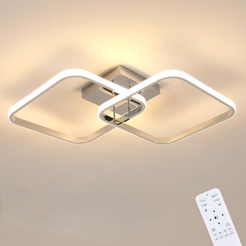 Mckalen Deckenleuchte LED Dimmbar, 50W 5625LM Deckenlampe LED Chrom mit Fernbedienung, 3000-6500K, Moderne Acryl Schlafzimmer Lampe für Wohnzimmer Esszimmer Küche, 64CM von Mckalen