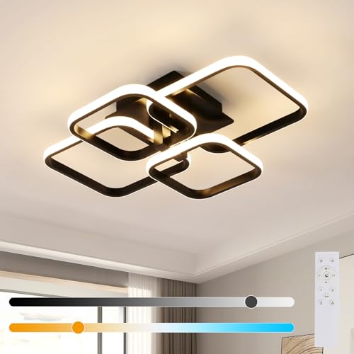 Mckalen Deckenleuchte LED Dimmbar, 48W 5400LM Deckenlampe Modern Schwarz mit Fernbedienung 3000K-6500K, Deckenbeleuchtung Quadratisch Groß für Schlafzimmer Wohnzimmer Küche Mckalen Deckenleuchte LED Dimmbar, 48W 5400LM Deckenlampe Modern Schwarz mit Fernbedienung 3000K-6500K, Deckenbeleuchtung Quadratisch Groß für Schlafzimmer Wohnzimmer Küche von Mckalen