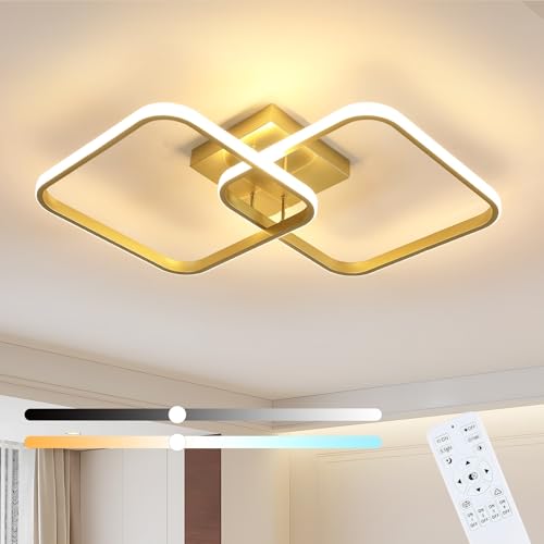 Mckalen LED Deckenleuchte Dimmbar, 50W 5625LM LED Deckenlampe Quadratische mit Fernbedienung, 3000-6500K, 64CM Moderne Acryl Deckenleuchte Lampe für Schlafzimmer Wohnzimmer Esszimmer Flur Küche, Gold Mckalen LED Deckenleuchte Dimmbar, 50W 5625LM LED Deckenlampe Quadratische mit Fernbedienung, 3000-6500K, 64CM Moderne Acryl Deckenleuchte Lampe für Schlafzimmer Wohnzimmer Esszimmer Flur Küche, Gold von Mckalen