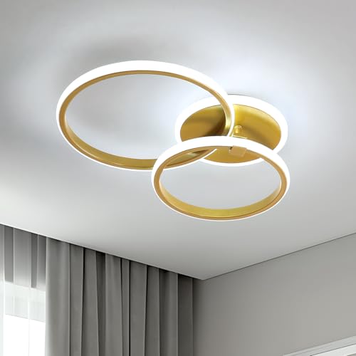 Mckalen LED Deckenleuchte Gold Runden, 42W Schlafzimmer Deckenlampe Modern, Creative LED Lampe Deckenbeleuchtung für Wohnzimmer Schlafzimmer Küche, Kaltweißes Licht 6500K Mckalen LED Deckenleuchte Gold Runden, 42W Schlafzimmer Deckenlampe Modern, Creative LED Lampe Deckenbeleuchtung für Wohnzimmer Schlafzimmer Küche, Kaltweißes Licht 6500K von Mckalen
