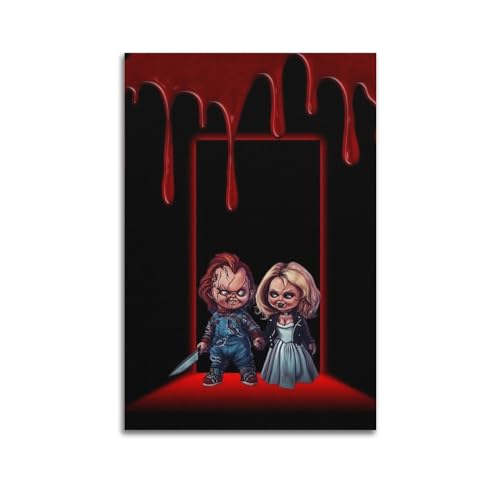 Wandposter Bride of Chucky 03, dekoratives Gemälde, Leinwand, Wandposter und Kunst-Wandbilder, Poster-Set, Bilderset mit Rahmen, Schlafzimmer, Wohnzimmer, Bilder mit Rahmen für Wohnzimmer, 50 x 75 cm von McosU