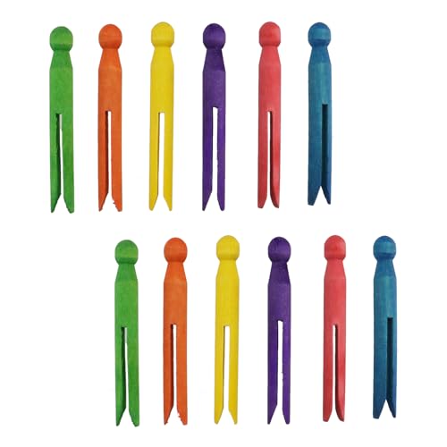 Mcredy 6 Stück bunte runde Wäscheklammern aus Holz, einfache Wäscheleinen-Clips zum Aufhängen von Foto-Kleidung, 10,9 cm von Mcredy