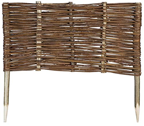 Mcsammler Weide Beeteinfassung in 16 Größen Weidenzaun Rasenkante Beetbegrenzung Steckzaun imprägniert mit Buchepflöcken für leichtes Einsetzen Palisade Länge: 60 cm Höhe: 30 cm von MC.Sammler